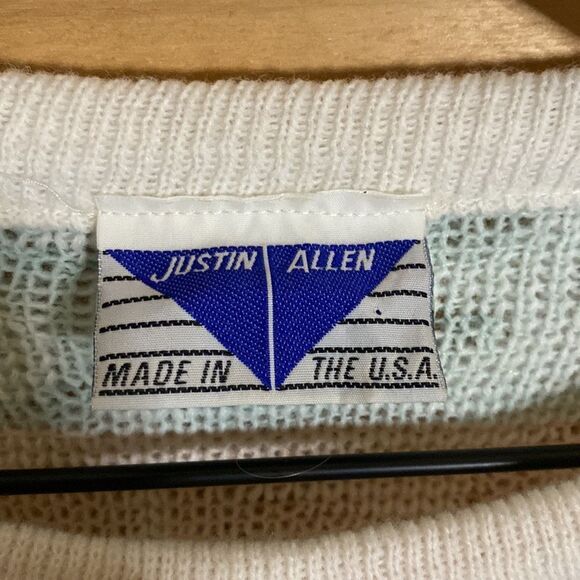 Vintage Justin Allen Size Medium Floral Print Pastel Sweater 80s 90s - Picture 6 of 9